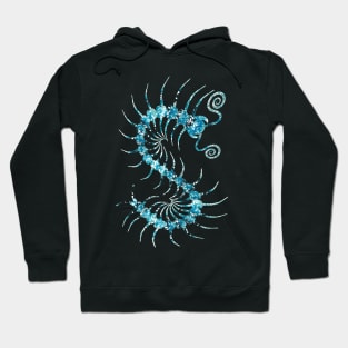 White on Blue Ornate Centipede Hoodie